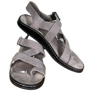 Chaco Wayfarer Grey Leather Toe Loop Sandals Womens Boho Hiking Outdoor Sz 7